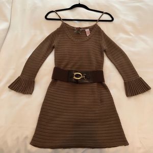 Sweater material dress with removable belt!